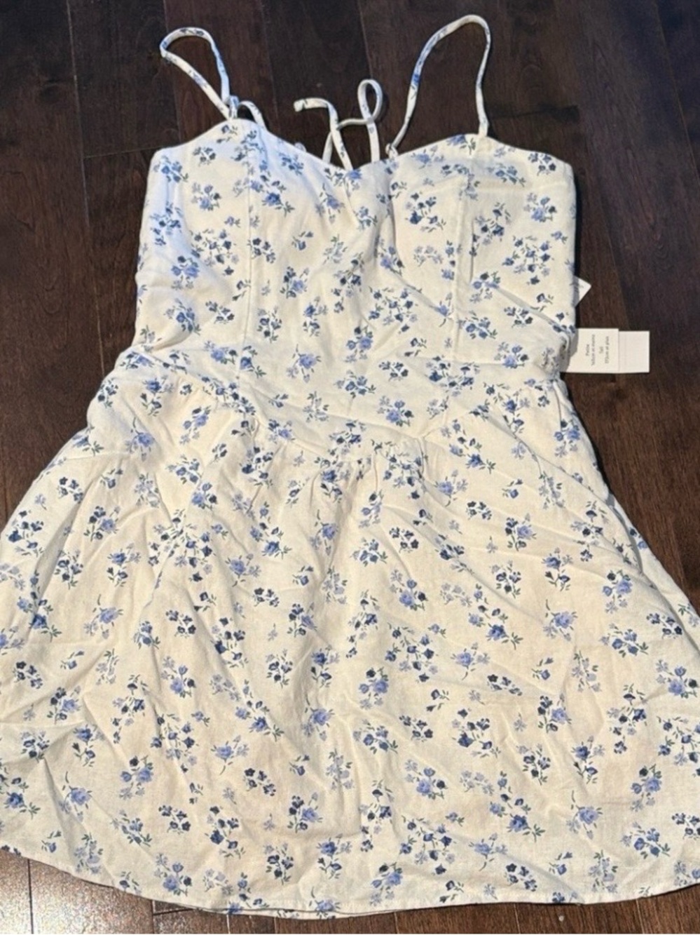 Hollister White Sundress with Blue Floral Print